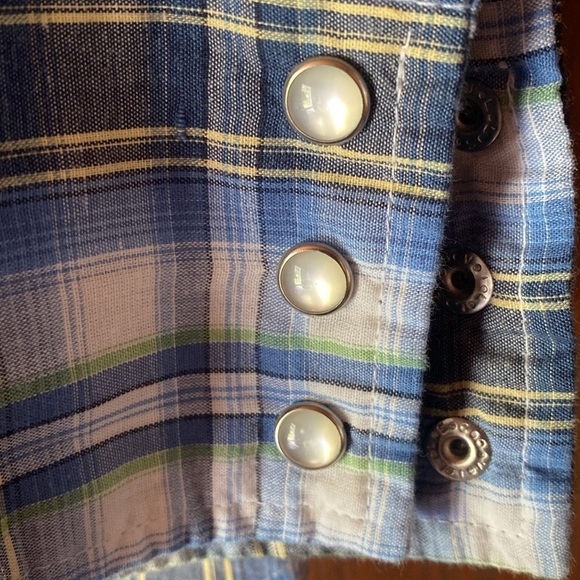 Wrangler Cowboy Retro Western Snap Pearl Sawtooth Pocket Plaid Shirt M - Picture 7 of 10